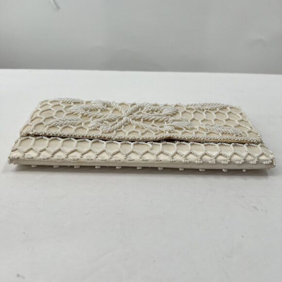 VTG Hoag Stunning Satin Beaded Evening Clutch Purse Wedding Holiday Classy Party - Picture 14 of 16